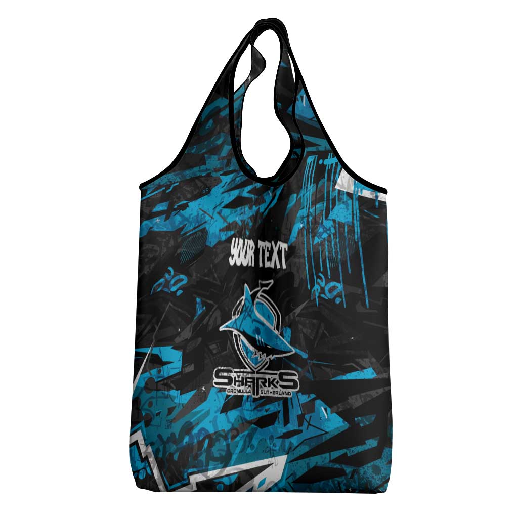 Personalized Cronulla Sutherland Sharks Grocery Bag Graffiti Grunge Abstract Urban Street Style Design