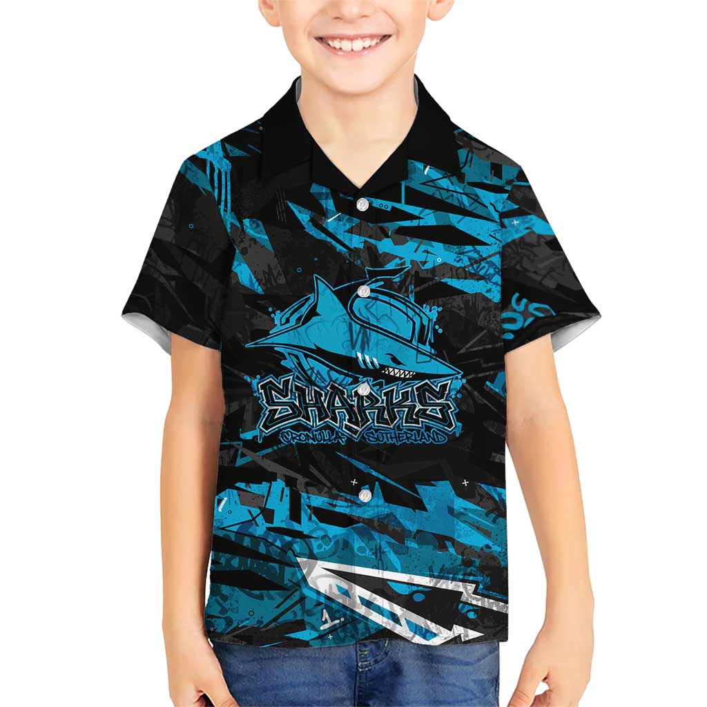 Personalized Cronulla Sutherland Sharks Hawaiian Shirt Graffiti Grunge Abstract Urban Street Style Design