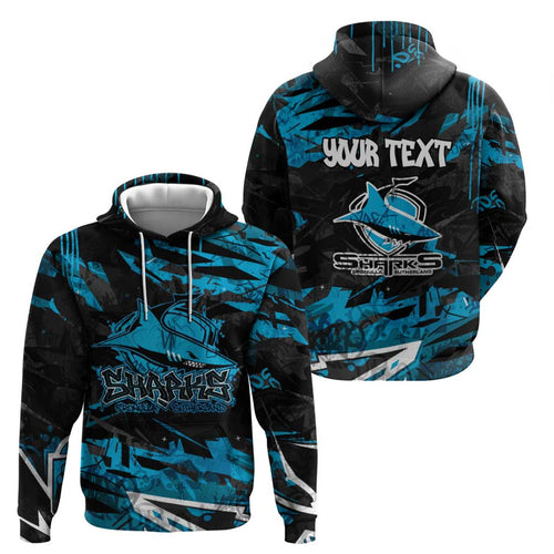 Personalized Cronulla Sutherland Sharks Hoodie Graffiti Grunge Abstract Urban Street Style Design