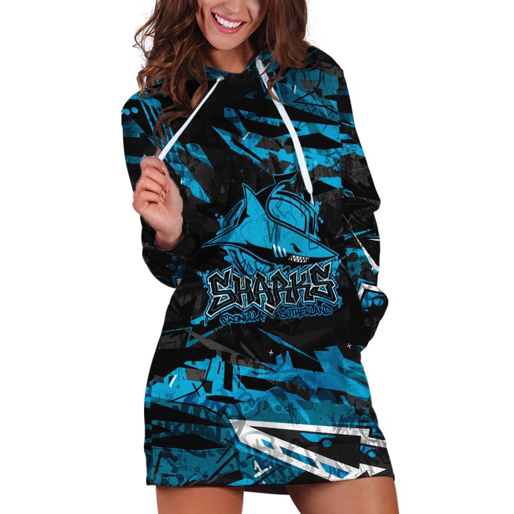 Personalized Cronulla Sutherland Sharks Hoodie Dress Graffiti Grunge Abstract Urban Street Style Design