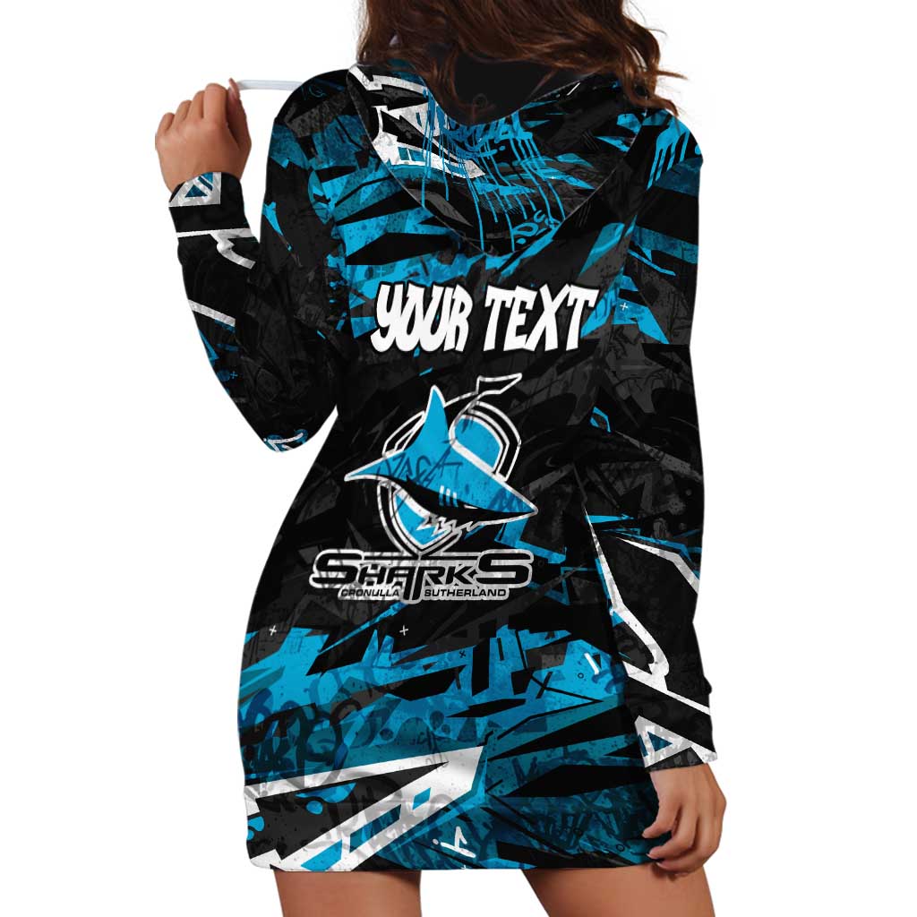 Personalized Cronulla Sutherland Sharks Hoodie Dress Graffiti Grunge Abstract Urban Street Style Design