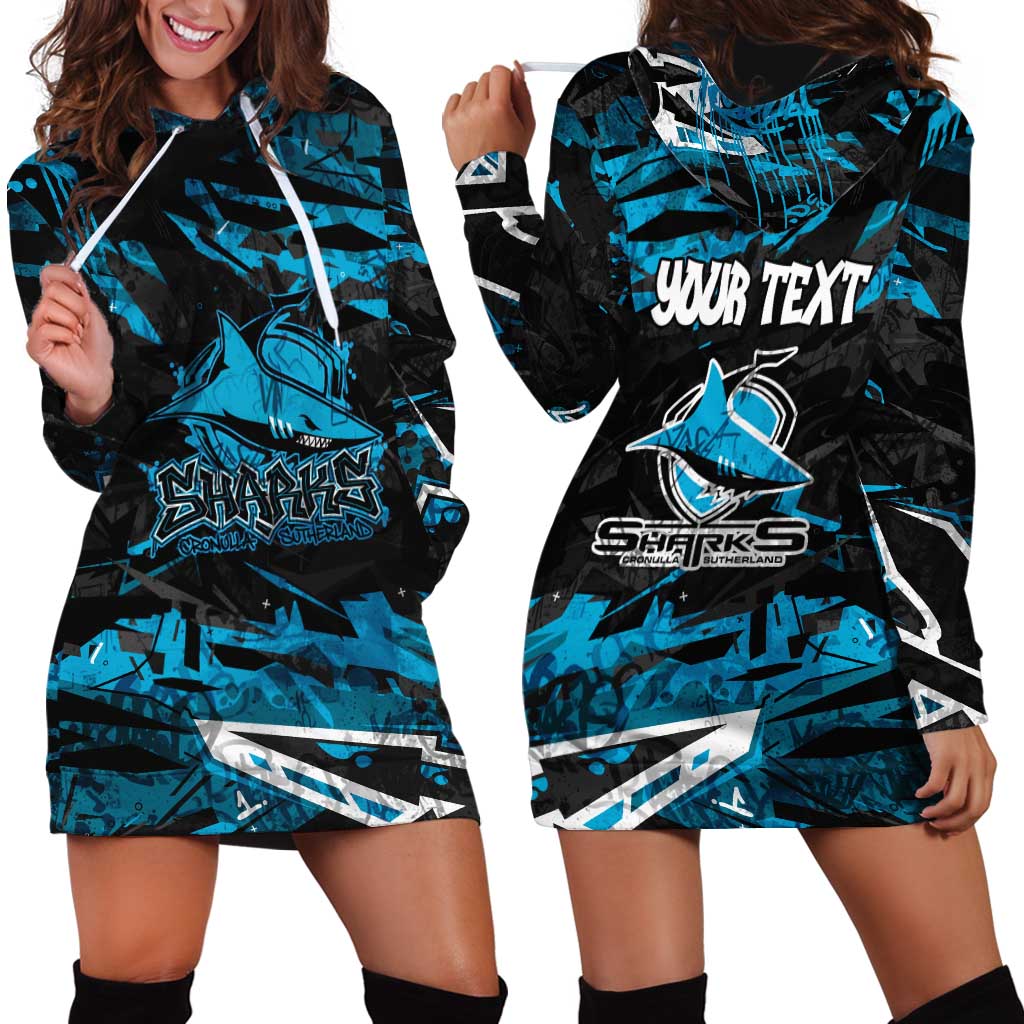 Personalized Cronulla Sutherland Sharks Hoodie Dress Graffiti Grunge Abstract Urban Street Style Design