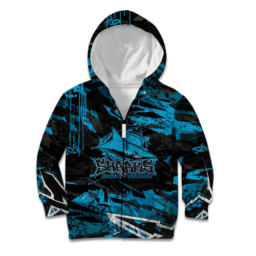 Personalized Cronulla Sutherland Sharks Kid Hoodie Graffiti Grunge Abstract Urban Street Style Design