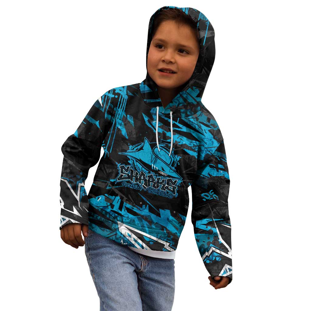 Personalized Cronulla Sutherland Sharks Kid Hoodie Graffiti Grunge Abstract Urban Street Style Design