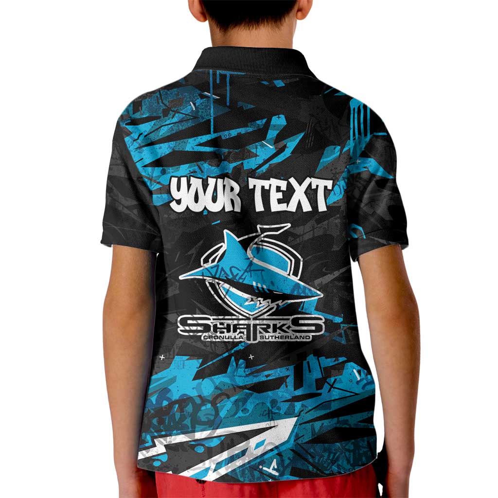 Personalized Cronulla Sutherland Sharks Kid Polo Shirt Graffiti Grunge Abstract Urban Street Style Design