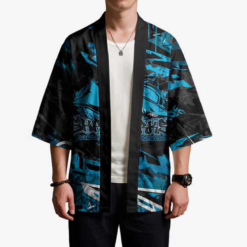 Personalized Cronulla Sutherland Sharks Kimono Graffiti Grunge Abstract Urban Street Style Design