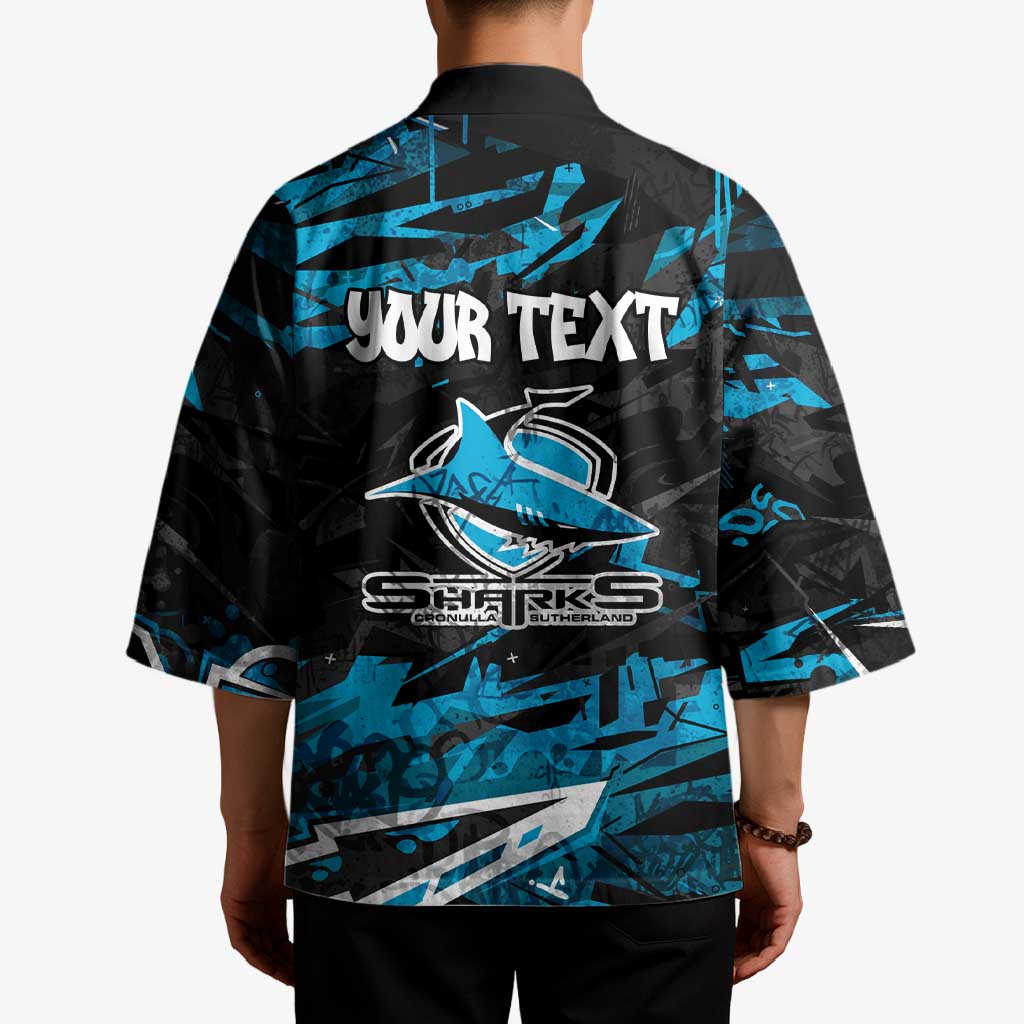 Personalized Cronulla Sutherland Sharks Kimono Graffiti Grunge Abstract Urban Street Style Design