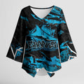 Personalized Cronulla Sutherland Sharks Kimono Sleeve Blouse Graffiti Grunge Abstract Urban Street Style Design
