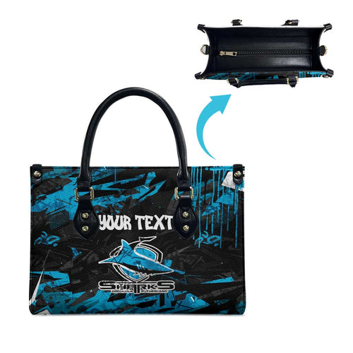 Personalized Cronulla Sutherland Sharks Leather Bag Graffiti Grunge Abstract Urban Street Style Design