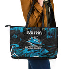 Personalized Cronulla Sutherland Sharks Leather Tote Bag Graffiti Grunge Abstract Urban Street Style Design