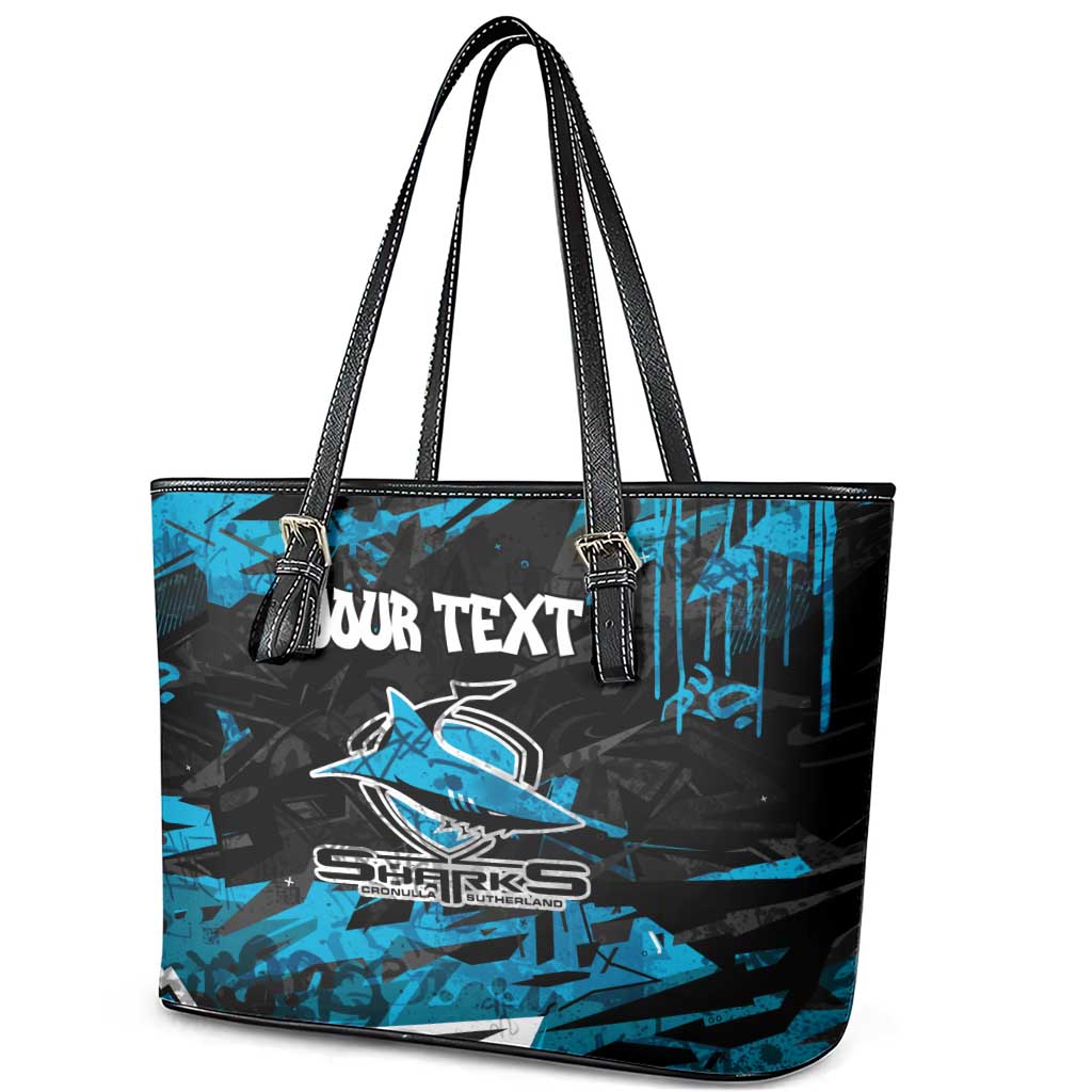 Personalized Cronulla Sutherland Sharks Leather Tote Bag Graffiti Grunge Abstract Urban Street Style Design