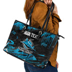 Personalized Cronulla Sutherland Sharks Leather Tote Bag Graffiti Grunge Abstract Urban Street Style Design