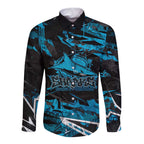 Personalized Cronulla Sutherland Sharks Long Sleeve Button Shirt Graffiti Grunge Abstract Urban Street Style Design