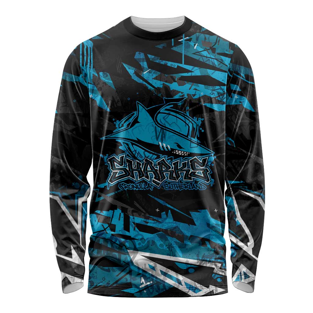 Personalized Cronulla Sutherland Sharks Long Sleeve Shirt Graffiti Grunge Abstract Urban Street Style Design