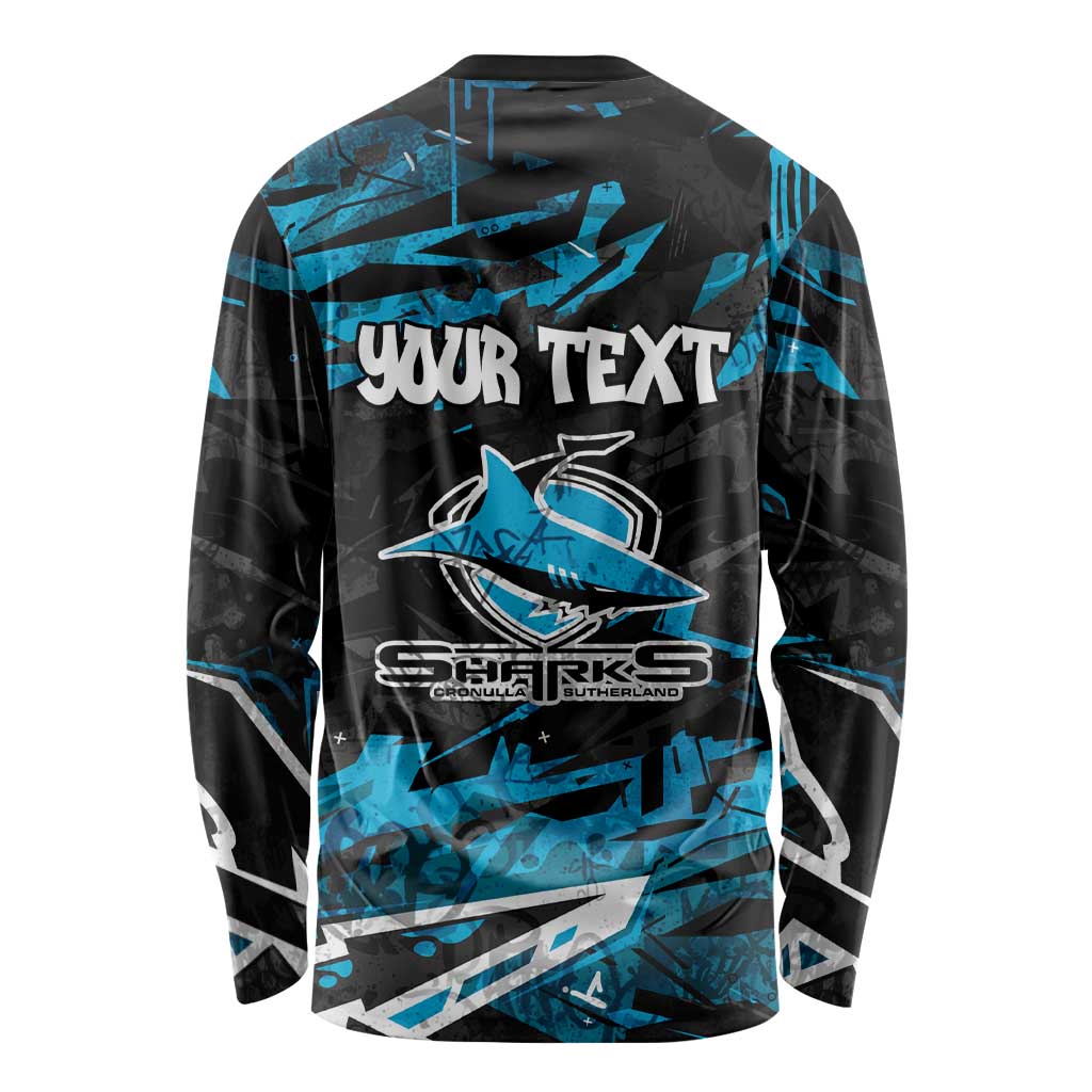 Personalized Cronulla Sutherland Sharks Long Sleeve Shirt Graffiti Grunge Abstract Urban Street Style Design