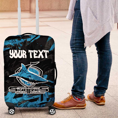 Personalized Cronulla Sutherland Sharks Luggage Cover Graffiti Grunge Abstract Urban Street Style Design