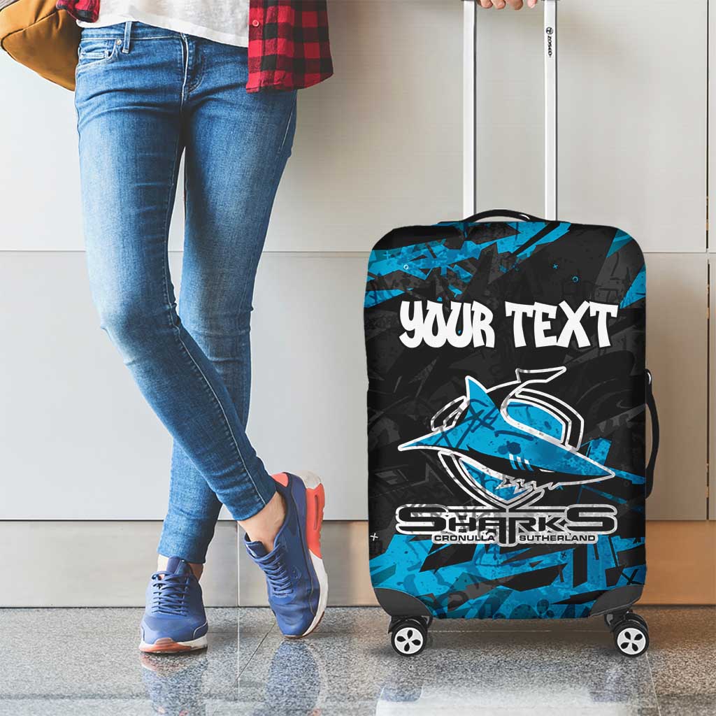 Personalized Cronulla Sutherland Sharks Luggage Cover Graffiti Grunge Abstract Urban Street Style Design