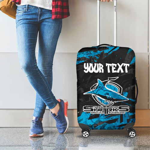 Personalized Cronulla Sutherland Sharks Luggage Cover Graffiti Grunge Abstract Urban Street Style Design