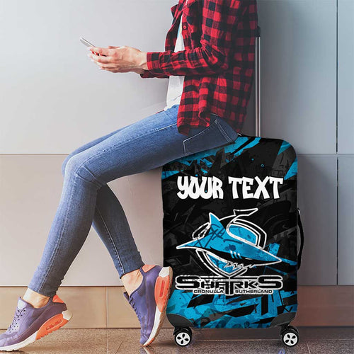 Personalized Cronulla Sutherland Sharks Luggage Cover Graffiti Grunge Abstract Urban Street Style Design