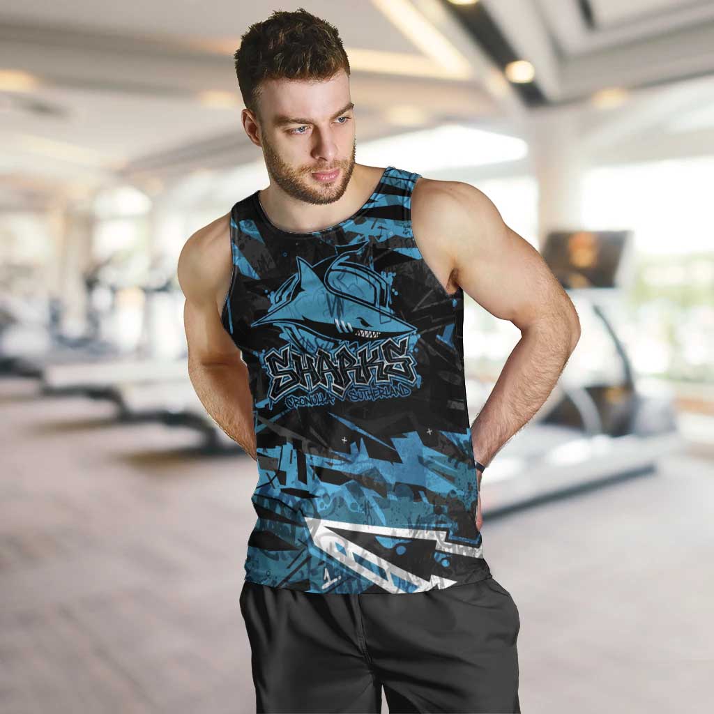 Personalized Cronulla Sutherland Sharks Men Tank Top Graffiti Grunge Abstract Urban Street Style Design