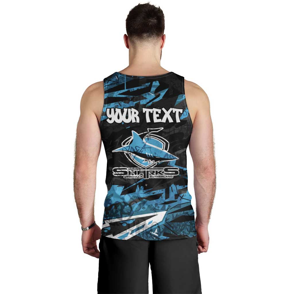Personalized Cronulla Sutherland Sharks Men Tank Top Graffiti Grunge Abstract Urban Street Style Design