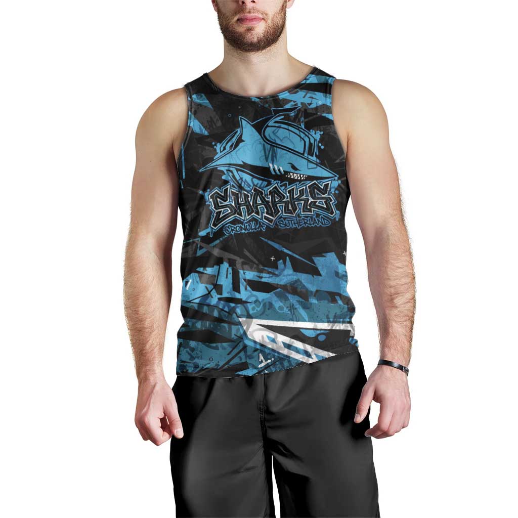 Personalized Cronulla Sutherland Sharks Men Tank Top Graffiti Grunge Abstract Urban Street Style Design