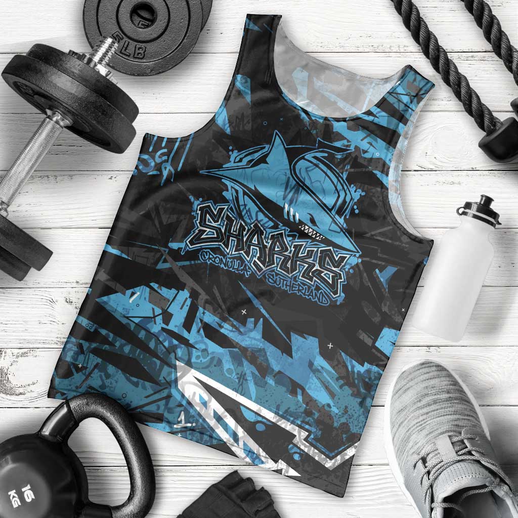 Personalized Cronulla Sutherland Sharks Men Tank Top Graffiti Grunge Abstract Urban Street Style Design