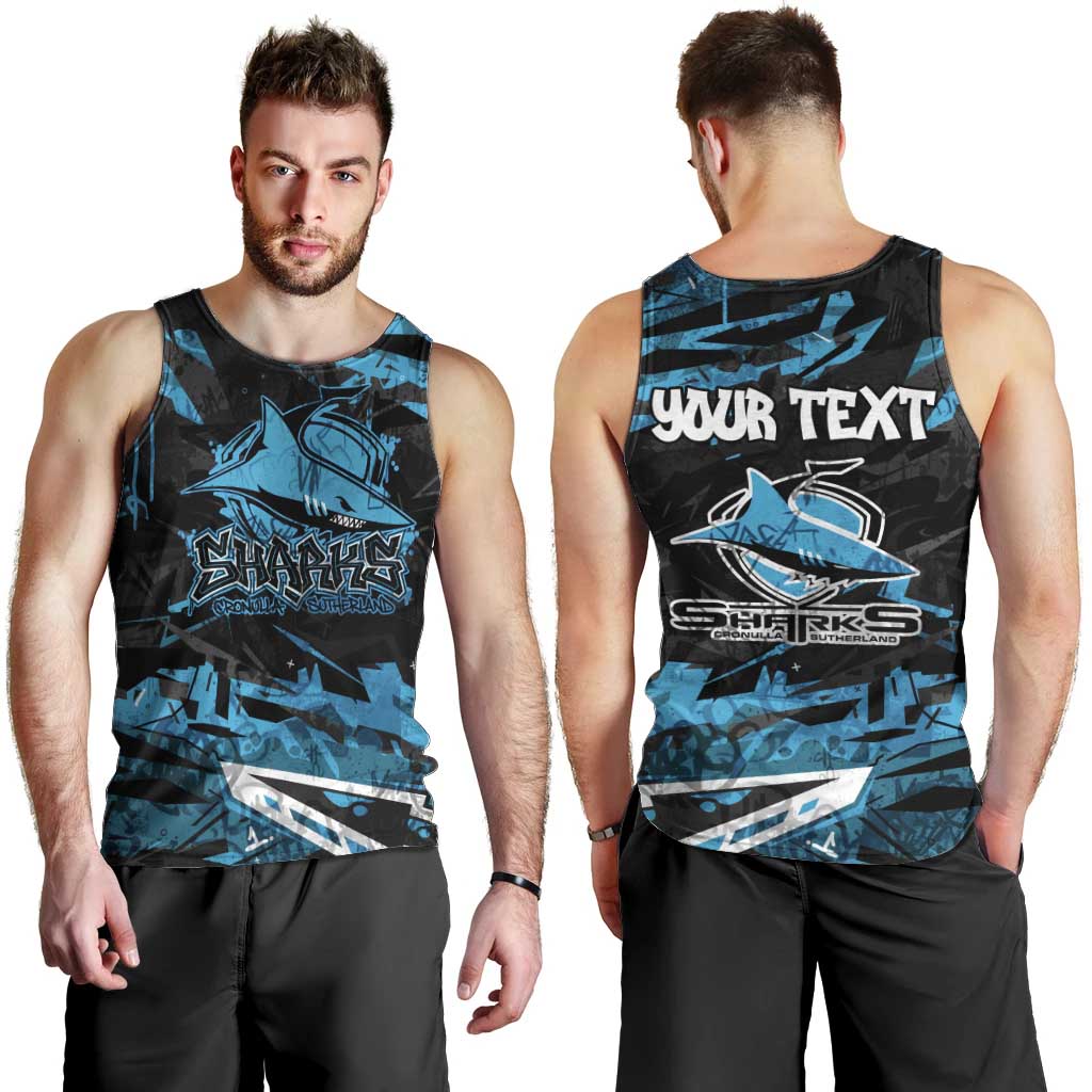 Personalized Cronulla Sutherland Sharks Men Tank Top Graffiti Grunge Abstract Urban Street Style Design