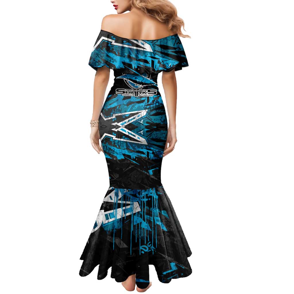 Personalized Cronulla Sutherland Sharks Mermaid Dress Graffiti Grunge Abstract Urban Street Style Design