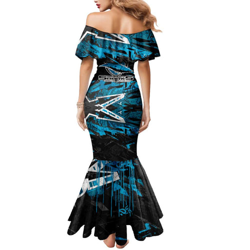Personalized Cronulla Sutherland Sharks Mermaid Dress Graffiti Grunge Abstract Urban Street Style Design