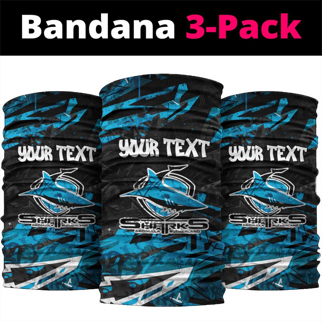 Personalized Cronulla Sutherland Sharks Neck Gaiter Graffiti Grunge Abstract Urban Street Style Design