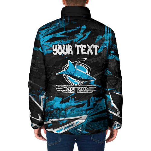 Personalized Cronulla Sutherland Sharks Padded Jacket Graffiti Grunge Abstract Urban Street Style Design