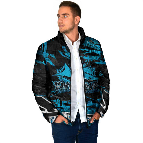 Personalized Cronulla Sutherland Sharks Padded Jacket Graffiti Grunge Abstract Urban Street Style Design