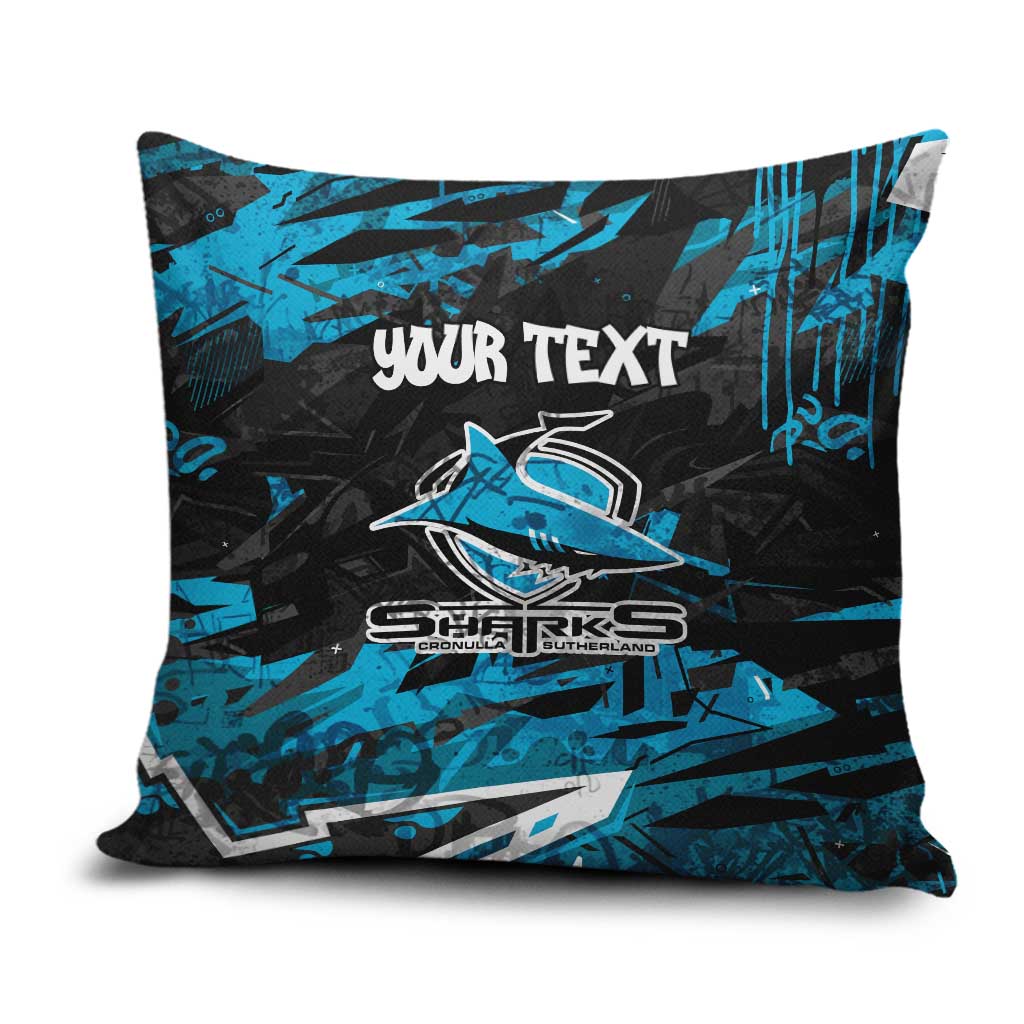 Personalized Cronulla Sutherland Sharks Pillow Cover Graffiti Grunge Abstract Urban Street Style Design