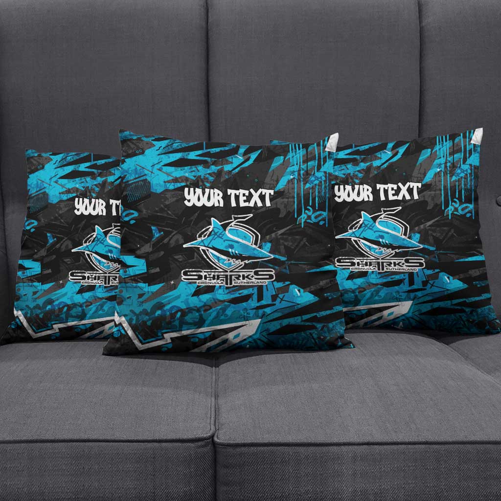 Personalized Cronulla Sutherland Sharks Pillow Cover Graffiti Grunge Abstract Urban Street Style Design