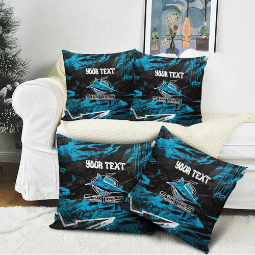 Personalized Cronulla Sutherland Sharks Pillow Cover Graffiti Grunge Abstract Urban Street Style Design