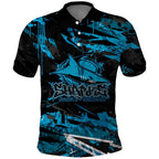 Personalized Cronulla Sutherland Sharks Polo Shirt Graffiti Grunge Abstract Urban Street Style Design