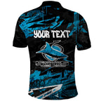 Personalized Cronulla Sutherland Sharks Polo Shirt Graffiti Grunge Abstract Urban Street Style Design