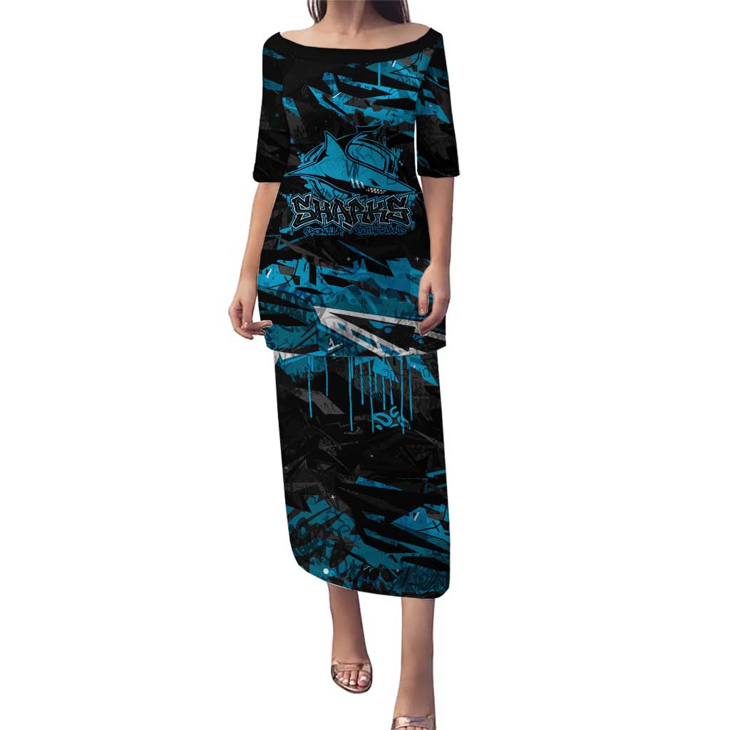 Personalized Cronulla Sutherland Sharks Puletasi Graffiti Grunge Abstract Urban Street Style Design