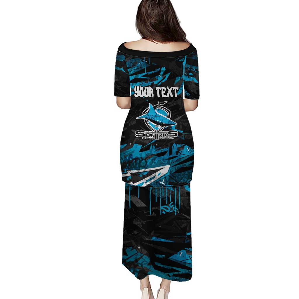 Personalized Cronulla Sutherland Sharks Puletasi Graffiti Grunge Abstract Urban Street Style Design