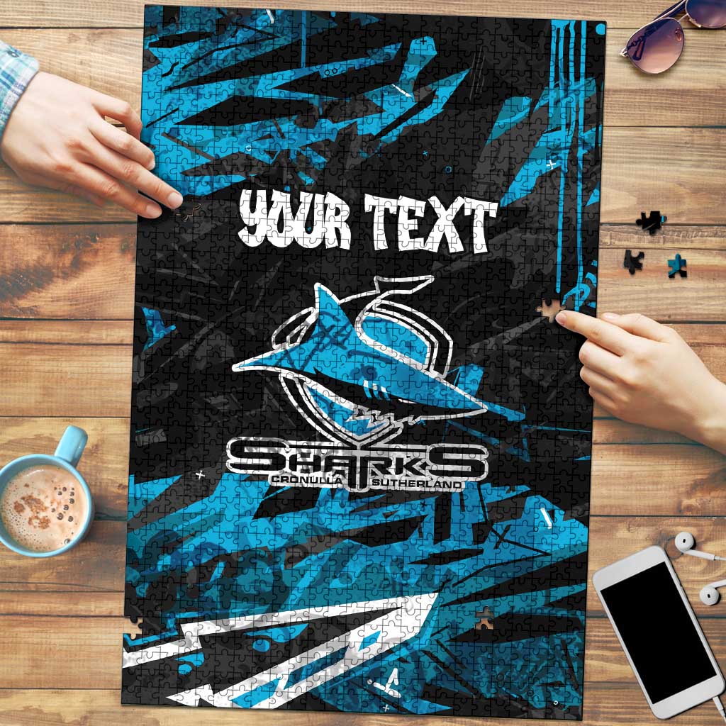 Personalized Cronulla Sutherland Sharks Puzzle Graffiti Grunge Abstract Urban Street Style Design