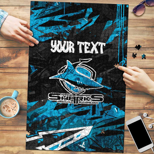 Personalized Cronulla Sutherland Sharks Puzzle Graffiti Grunge Abstract Urban Street Style Design