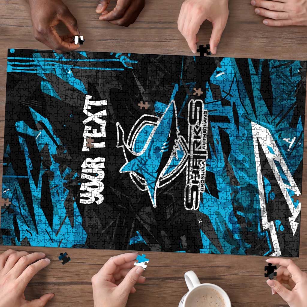 Personalized Cronulla Sutherland Sharks Puzzle Graffiti Grunge Abstract Urban Street Style Design