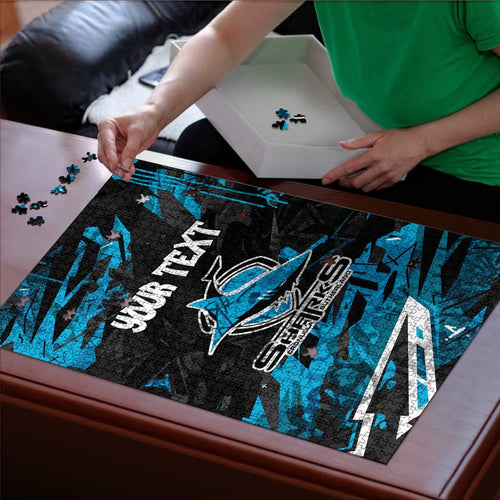 Personalized Cronulla Sutherland Sharks Puzzle Graffiti Grunge Abstract Urban Street Style Design