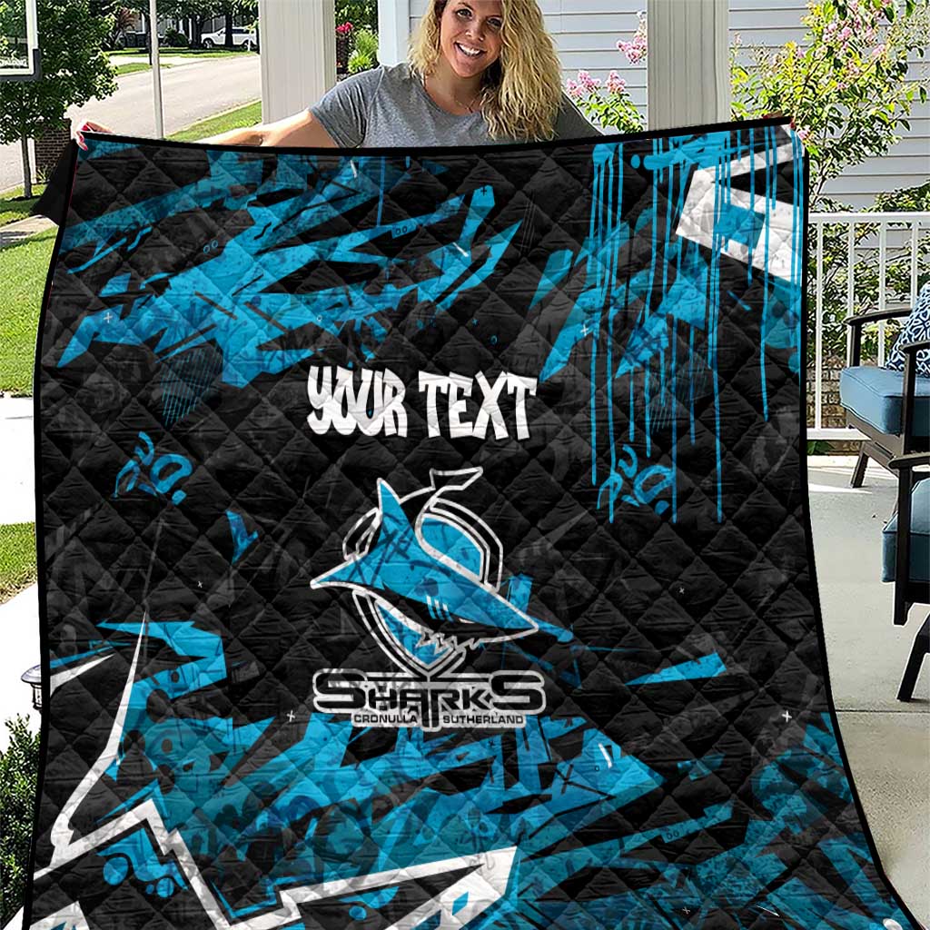 Personalized Cronulla Sutherland Sharks Quilt Graffiti Grunge Abstract Urban Street Style Design