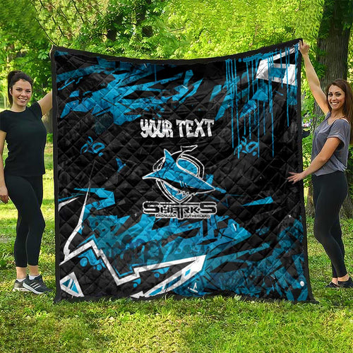 Personalized Cronulla Sutherland Sharks Quilt Graffiti Grunge Abstract Urban Street Style Design