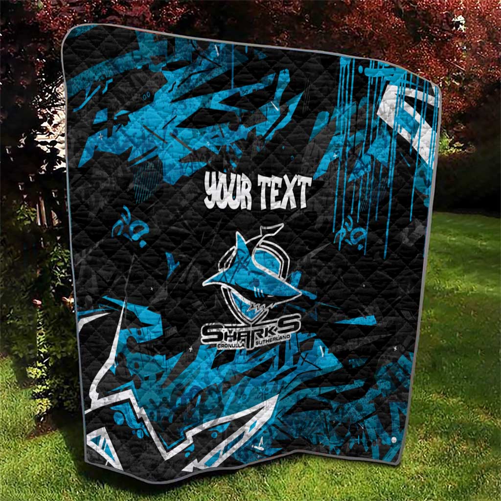 Personalized Cronulla Sutherland Sharks Quilt Graffiti Grunge Abstract Urban Street Style Design