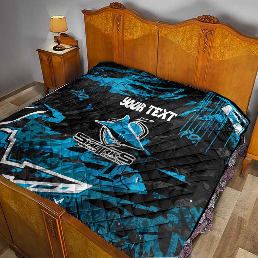 Personalized Cronulla Sutherland Sharks Quilt Graffiti Grunge Abstract Urban Street Style Design