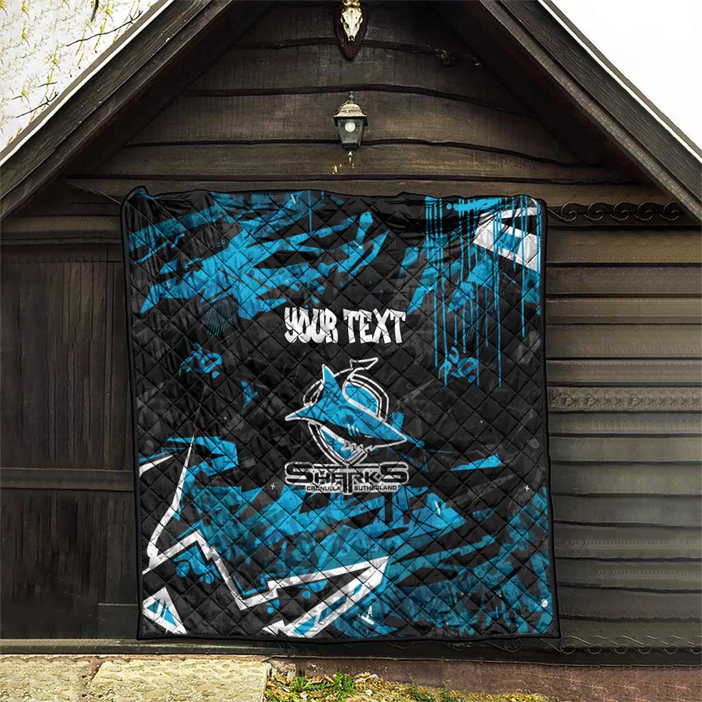 Personalized Cronulla Sutherland Sharks Quilt Graffiti Grunge Abstract Urban Street Style Design