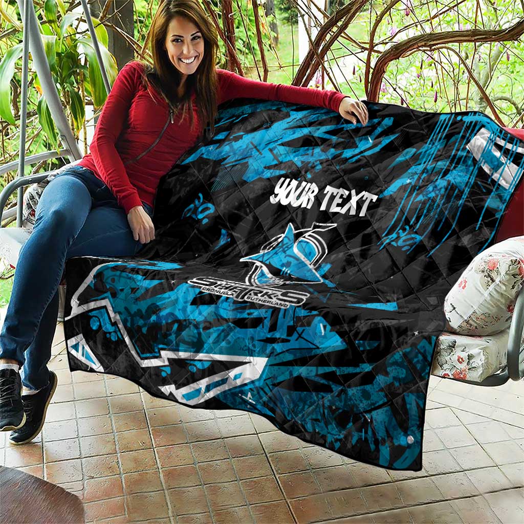 Personalized Cronulla Sutherland Sharks Quilt Graffiti Grunge Abstract Urban Street Style Design